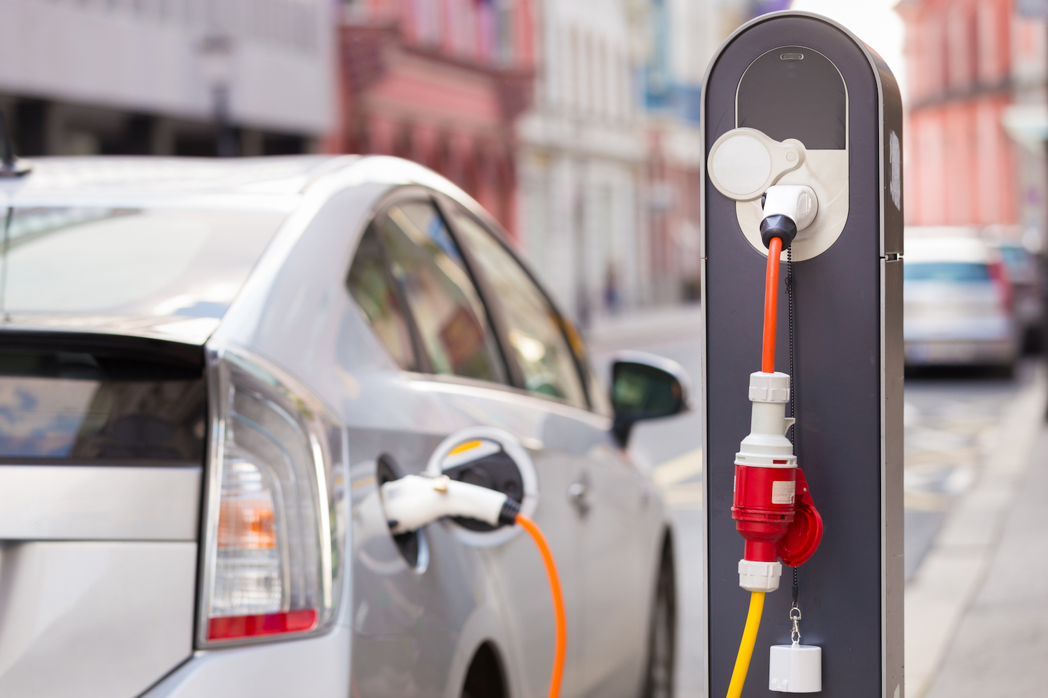 Electric Car in Charging Station.